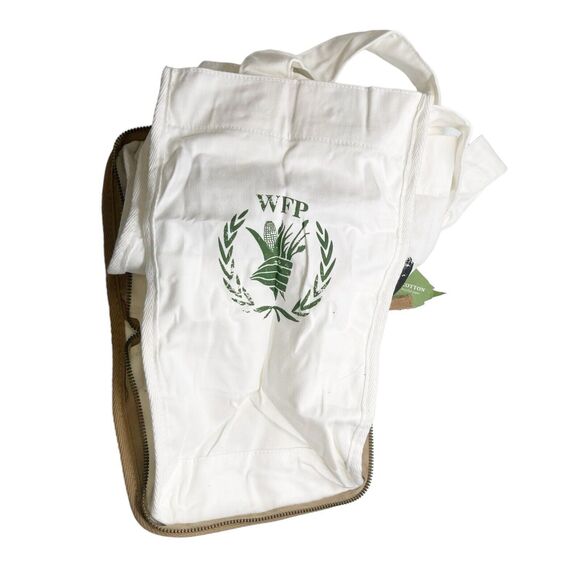 Canvas Tote Bag Feed Project Foldable Cotton Zippered Unique WFP Organic Rare - Picture 6 of 11